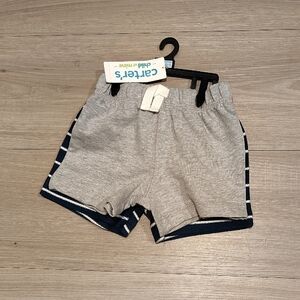 Carter's Gray Shorts with Navy Stripe Trim